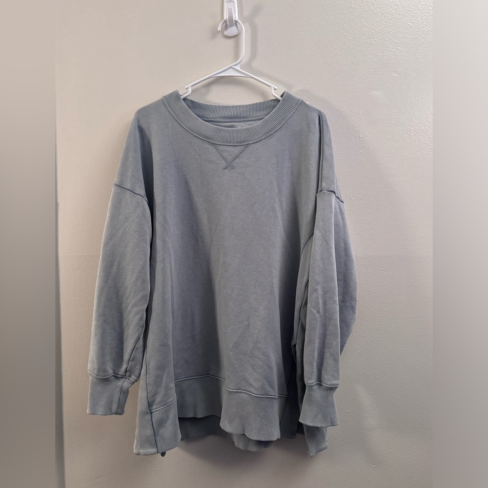 Aerie Light Blue Oversized Cotton Crewneck Size L